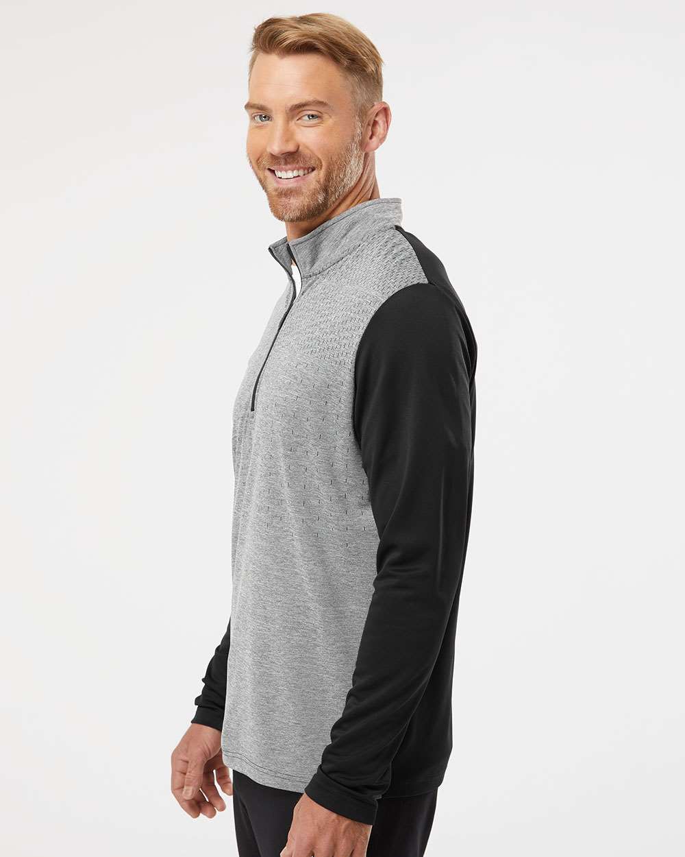 Adidas - Heather Block Print Quarter-Zip Pullover - A522